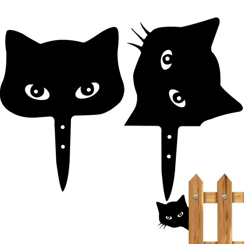 Metal Cat Yard Stakes | Decorative Hollow Kitten Garden Statues