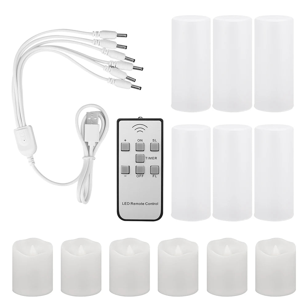 6 Pack USB Rechargeable Flameless Candles with Remote Realistic Battery Operated LED Votive Tea Lights Electric Fake Candle Peaceful Pleasures Health and Wellness 1 Set 2 Set 12 Pcs