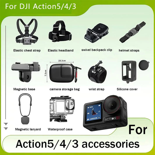 DJI Action 5 Pro/4/3 Accessories Kit – Case, Strap & More Action Camera Accessories Oasis Select