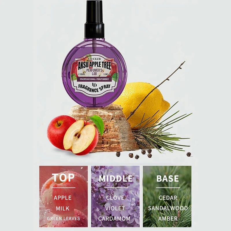 Neutral Perfume Floral Fruit Apple Strawberry Longlasting Fragrance Fresh Clothing Fragrance Spray Air Fresh Daily Light Perfume Peaceful Pleasures Health and Wellness Apple 100ML