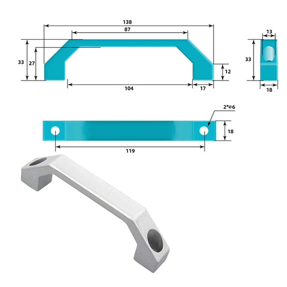 Aluminum Alloy U-Shape Cabinet Door Handle | Black & Silver