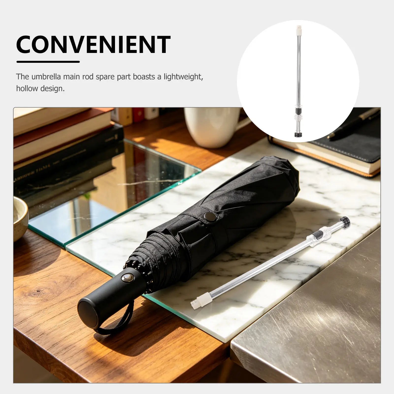 Telescoping Umbrella Shaft Replacement for 7 Rib Folding Umbrellas Strength Meets Lightness Smooth Folding Mechanism Repair Peaceful Pleasures Health and Wellness