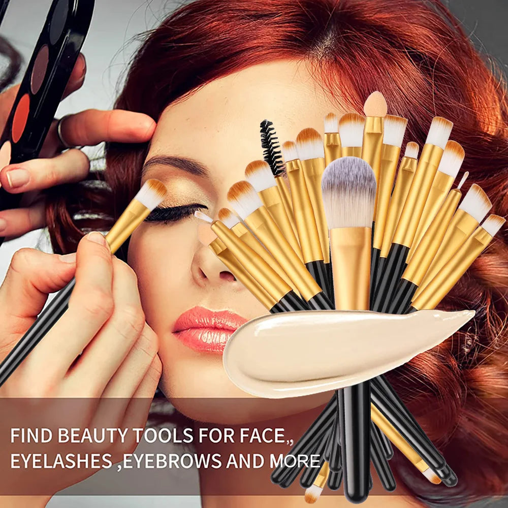 RUNTOIN 20-Piece Makeup Brush Set with 2 Blender Sponges