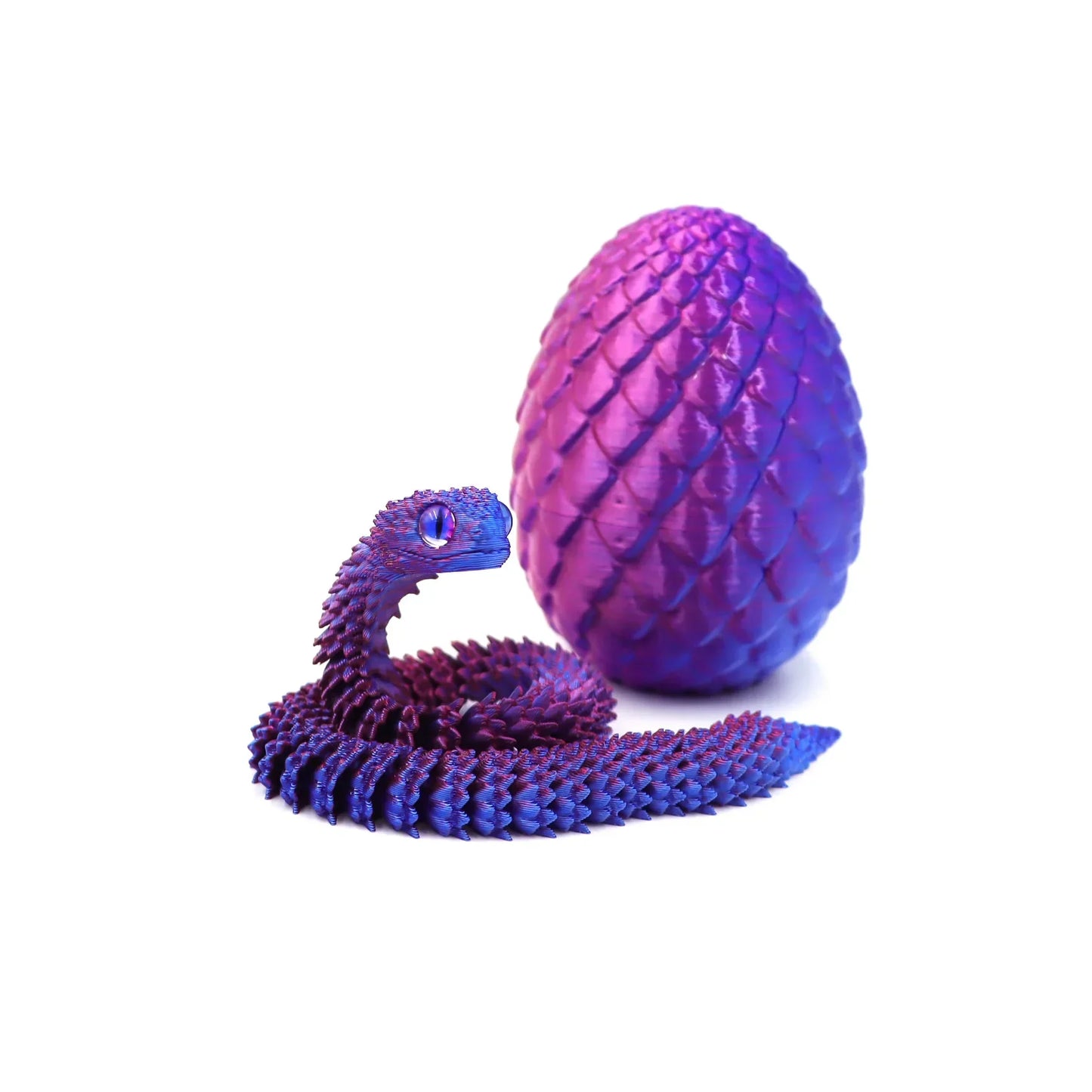 3D Printed Articulated Snake & Egg Figurine | Fidget Toy Decor