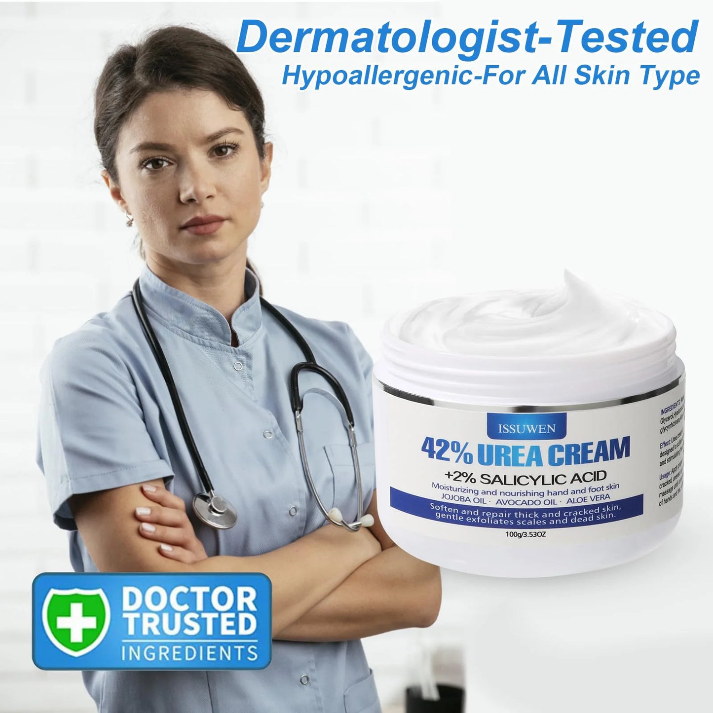 Urea Cream 42% Plus Salicylic Acid 2%, Lavender Foot Cream for Dry Cracked Heels Treatment Knees Elbows Hands Repair Treatment, Peaceful Pleasures Health and Wellness