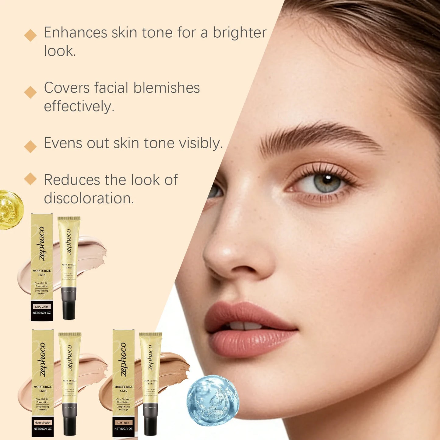 Zephoco Concealing Foundation – Lightweight & Long-Lasting