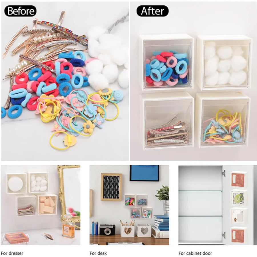 Wall-Mounted Cotton Pad Holder & Dispenser – Round Storage Jars for Cotton Balls & Pads (2 or 4 Pcs)