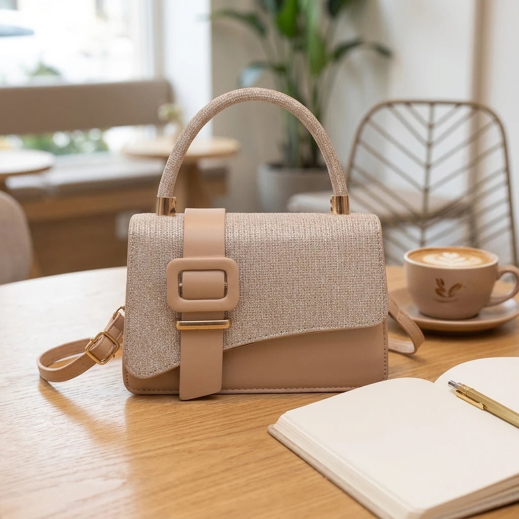 Women PU Leather Shoulder Bag Glossy Solid Color Tote Crossbody Bag With Adjustable Chain Peaceful Pleasures Health and Wellness
