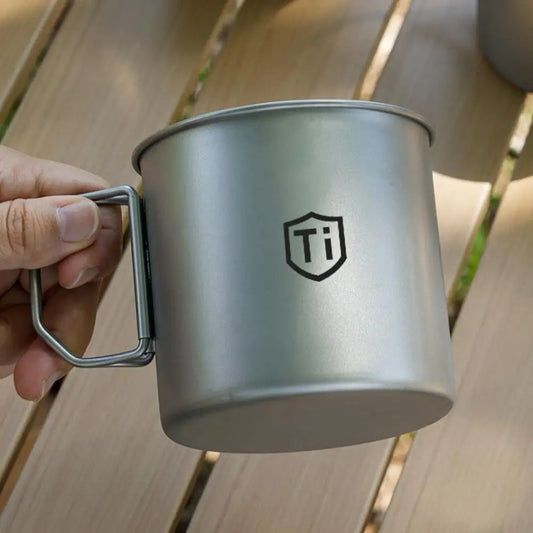 Titanium Drinking Mug with Lid | Antibacterial Camping Cup Titanium Camping Mug Peaceful Pleasures Health and Wellness