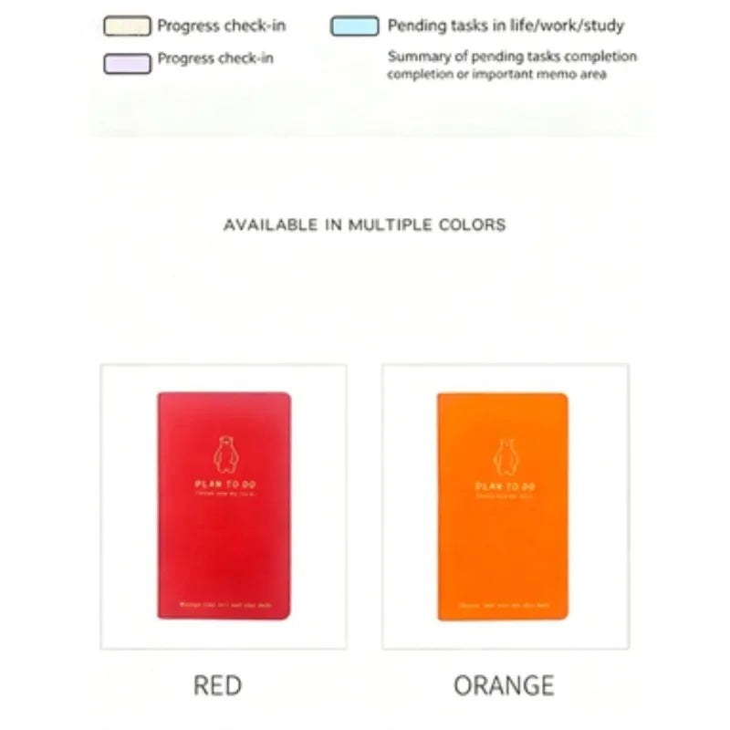 A6 Daily Planner Notebook Cute Bear PU Leather Do Journal 180 Lay