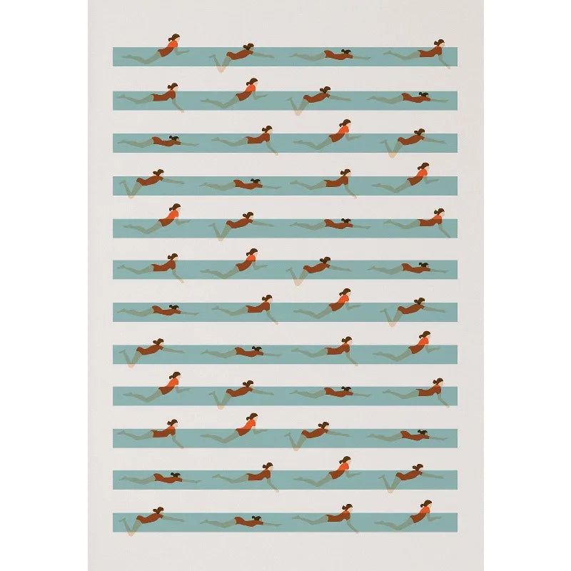 Retro Abstract Summer Swimming Pool Diver Beach Surfing Poster and Printed Canvas Painting Wall Art Pictures Home Bedroom Decor Peaceful Pleasures Health and Wellness 11 40x50cm Unframed