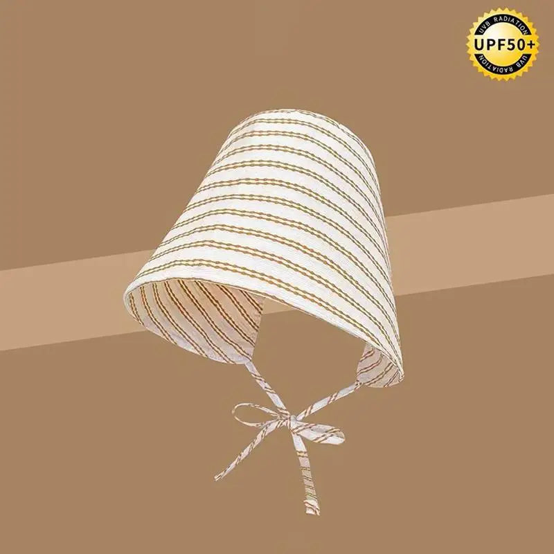 Women's Wide Brim Striped Bucket Hat – Foldable Sun Cap