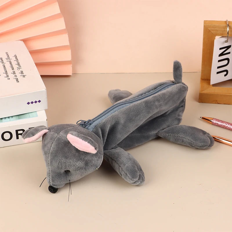 Cute Animal Plush Pencil Case – Lion Tiger Bear Pen Pouch