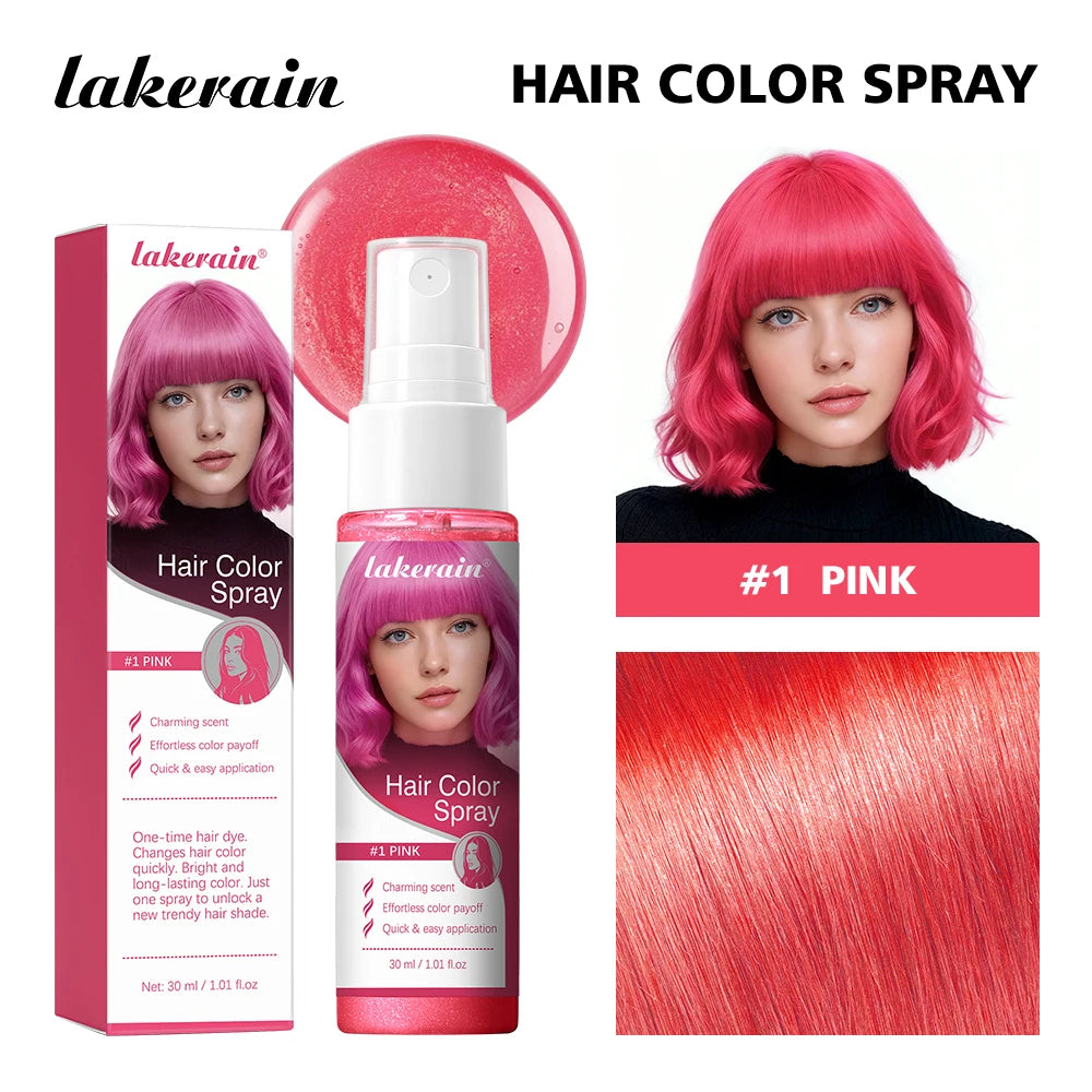 Temporary Hair Color Spray — Washable, Glitter Formula, Party & Cosplay Styling | 30ml Peaceful Pleasures Health and Wellness Pink