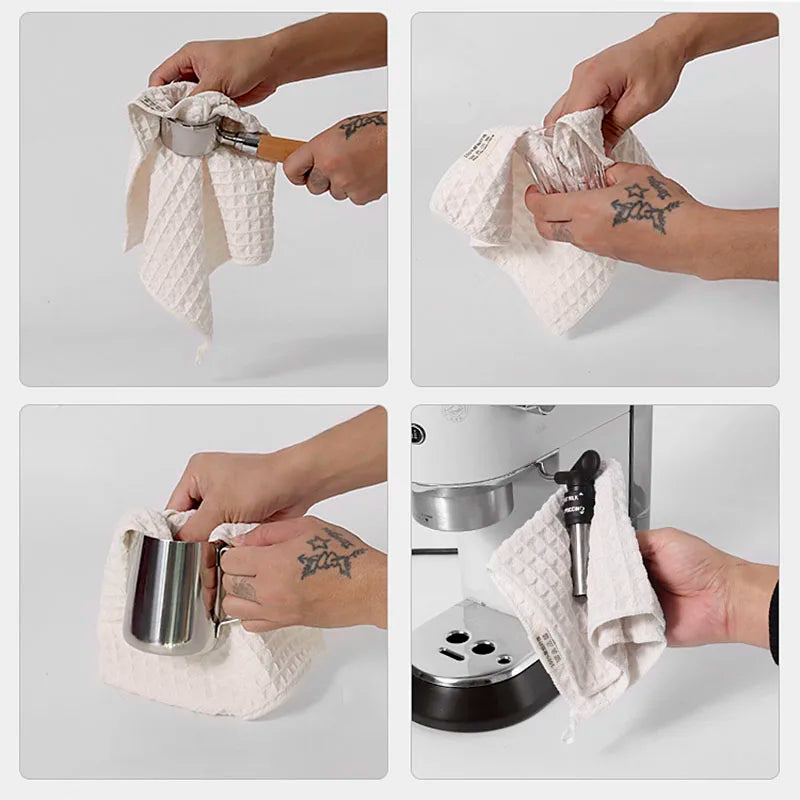 Coffee Bar Square Cleaning Towels Barista Cloth, Espresso Coffee Cleaning Accessories Soft Absorbent Kitchen Accessories Peaceful Pleasures Health and Wellness