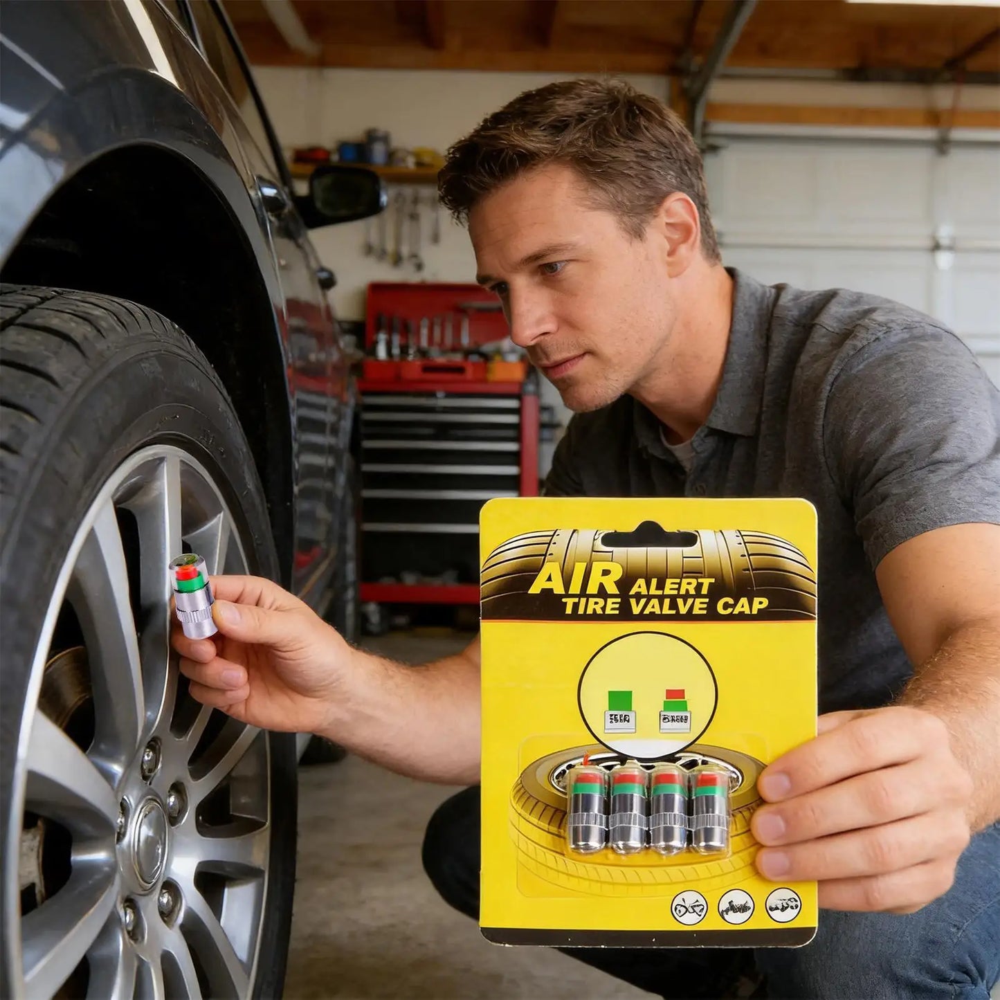 Auto Car Tire Pressure Cap Monitor Valve Stem Caps Sensor Indicator Tire Pressure Allert Tire Pressure Valve 3 Color Eye Alert Peaceful Pleasures Health and Wellness