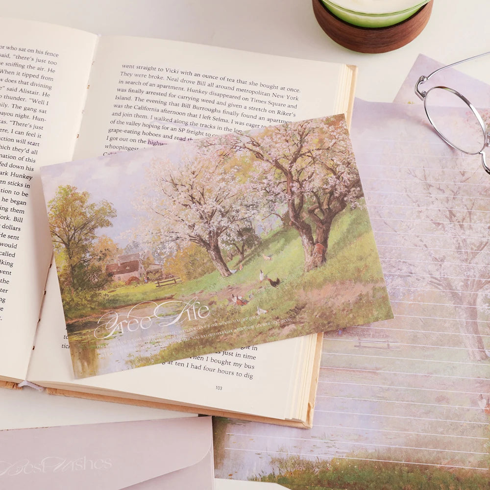 4 Sets Spring Countryside Envelope Letter Paper Gentle Retro Student