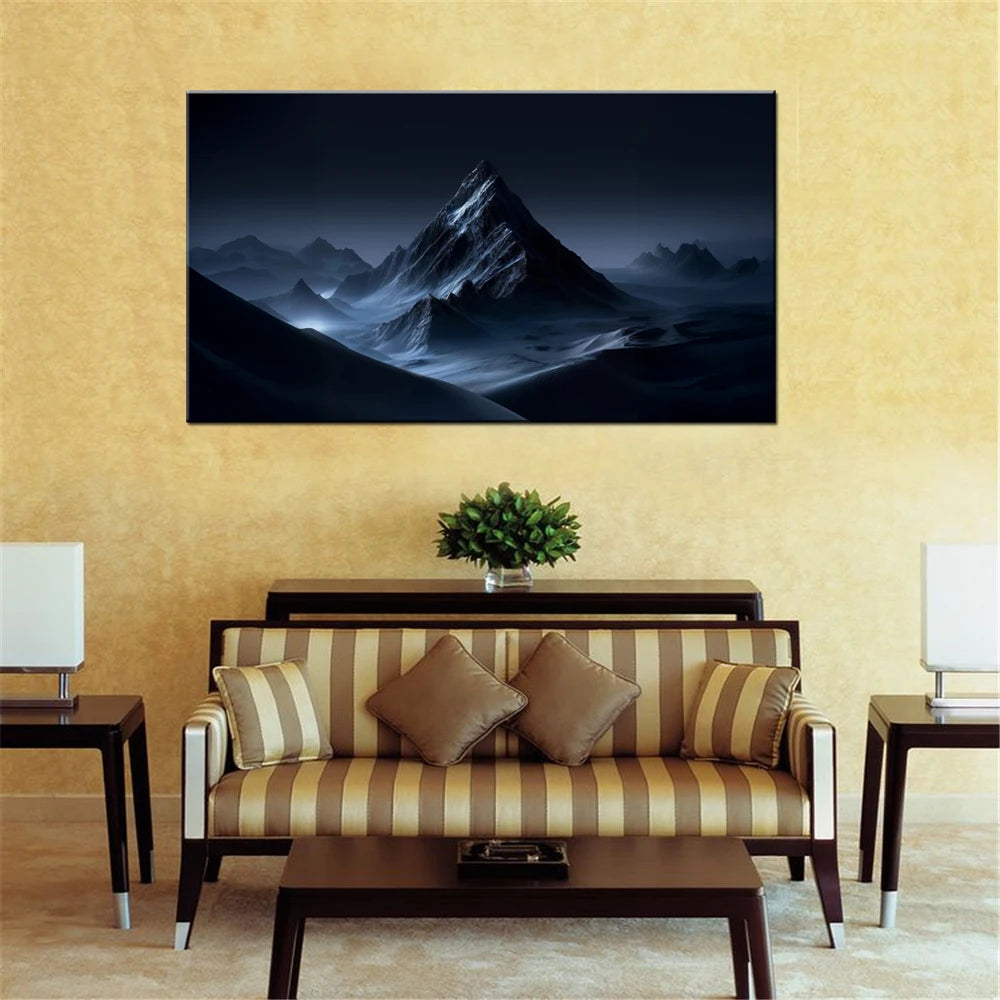 Mountain Night Landscape Canvas Wall Art | Nature Poster Canvas Wall Art Peaceful Pleasures Health and Wellness