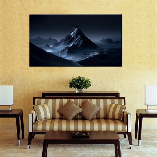 Mountain Night Landscape Canvas Wall Art | Nature Poster Canvas Wall Art Peaceful Pleasures Health and Wellness