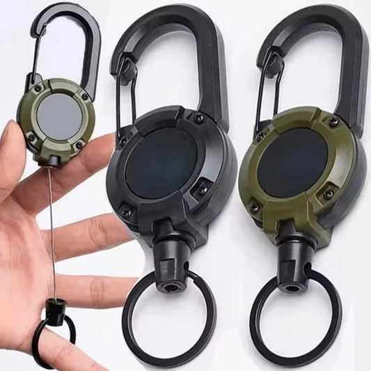 Retractable Carabiner Key Reel | Heavy-Duty Steel Wire Keychain Retractable Key Reel Peaceful Pleasures Health and Wellness