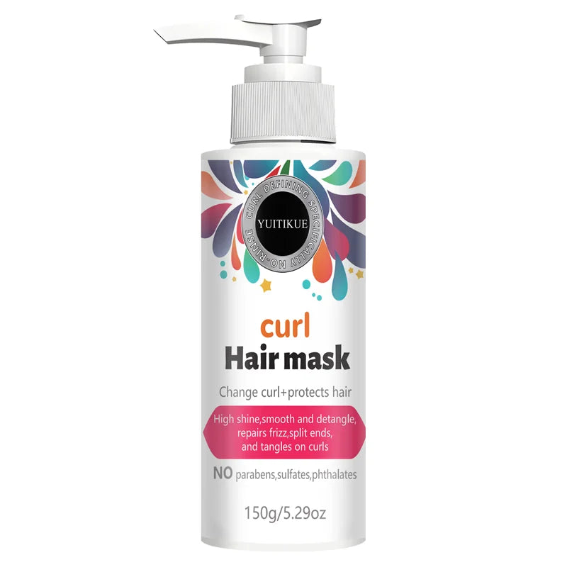 YUITIKUE Curl Hair Mask | No-Rinse Curl Defining Formula | For High Shine, Smooth Detangle & Frizz/Split End Repair 150g Peaceful Pleasures Health and Wellness 1pc