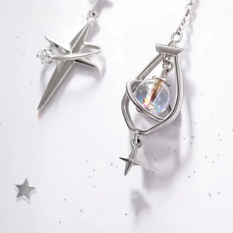 Fashionable Versatile Streling Silver Earrings Asymmetrical Fashion Earrings Retro Style Trending Engagement Party Fine Jewelry Peaceful Pleasures Health and Wellness