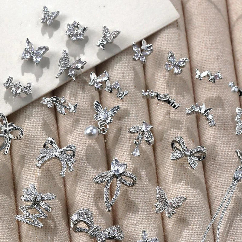 New Butterfly Zircon Rhinestone Nail Accessories Sparkling Bow Tie Chain Luxury French Nail Decoratio Peaceful Pleasures Health and Wellness