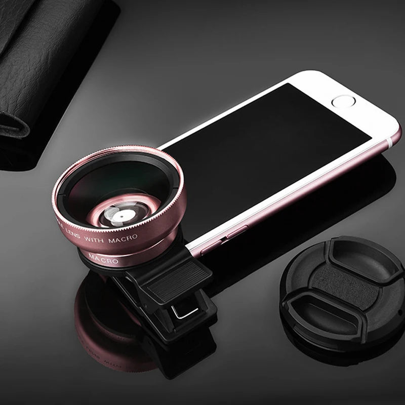 Mobile Phone 37MM 0.45X 49UV Super Wide-angle + Macro Lens For Mobile Camera For Phone Cell Phone Accessories Smartphone Support Peaceful Pleasures Health and Wellness Rose gold
