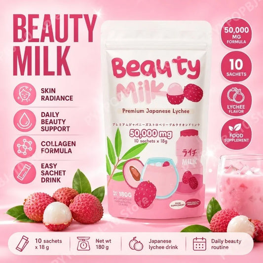 Beauty Milk Marine Collagen Swiss Apple Grape Extract – 10 Sachets Collagen Beauty Drink Peaceful Pleasures Health and Wellness