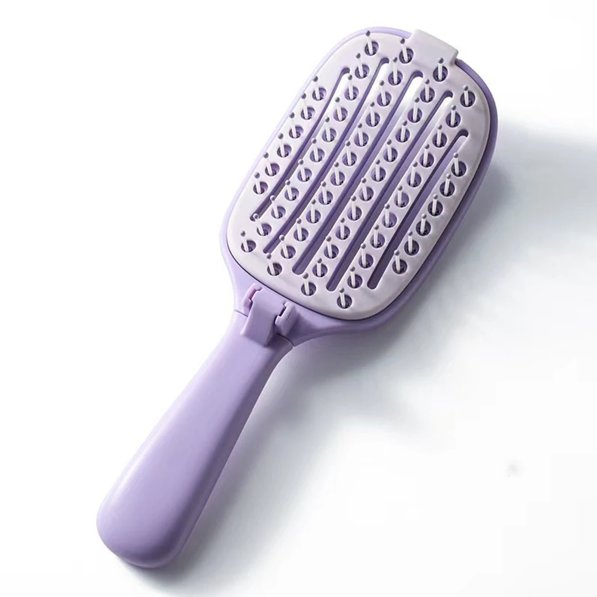 Fold Volumizing Hair Brush With Inbuilt Cleaning Styling Massage Acupoint Hair Spring Bone Air Cushion Comb For Beauty Health Peaceful Pleasures Health and Wellness Purple