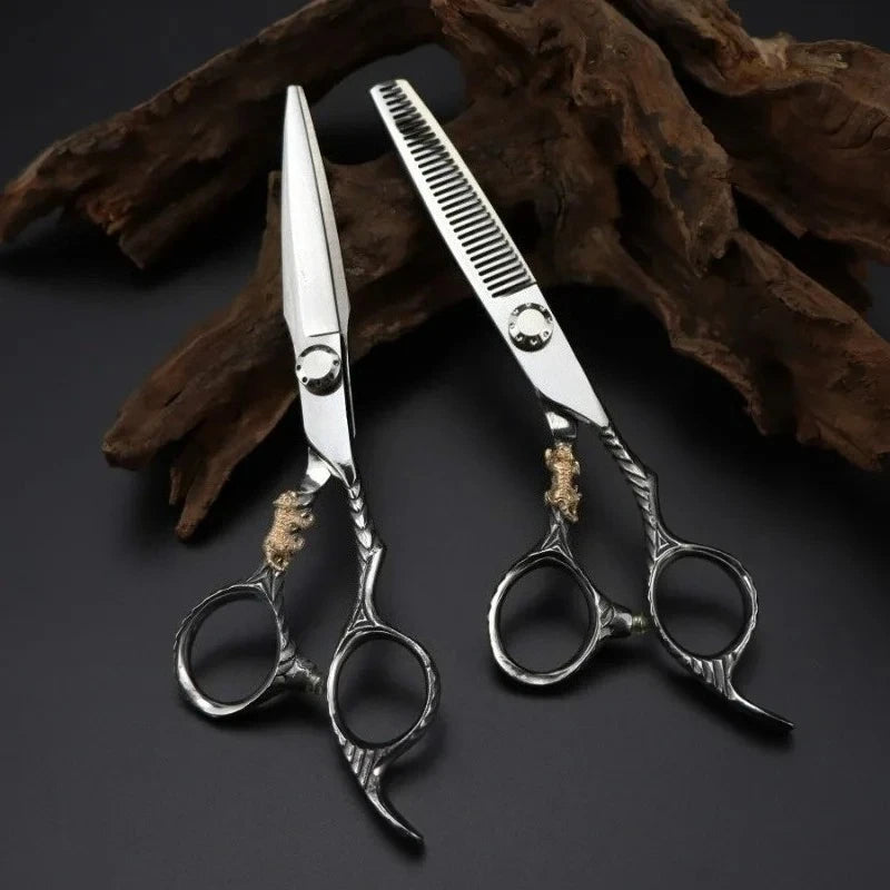 Premium Gold Tiger Barber Scissors - 6 Inch Straight & Thinning Hairdressing Shears, Professional Salon Cutting Tools Peaceful Pleasures Health and Wellness
