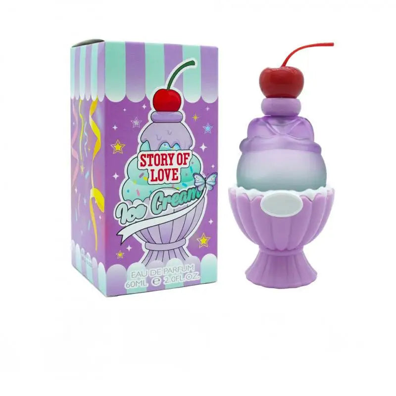 Ice Cream Cute Perfume Brand Long-lasting Eau De Toilette Floral Fruity Citrus Rose Charming Sweet Fragrance Women Body Spray Peaceful Pleasures Health and Wellness 60ml purple
