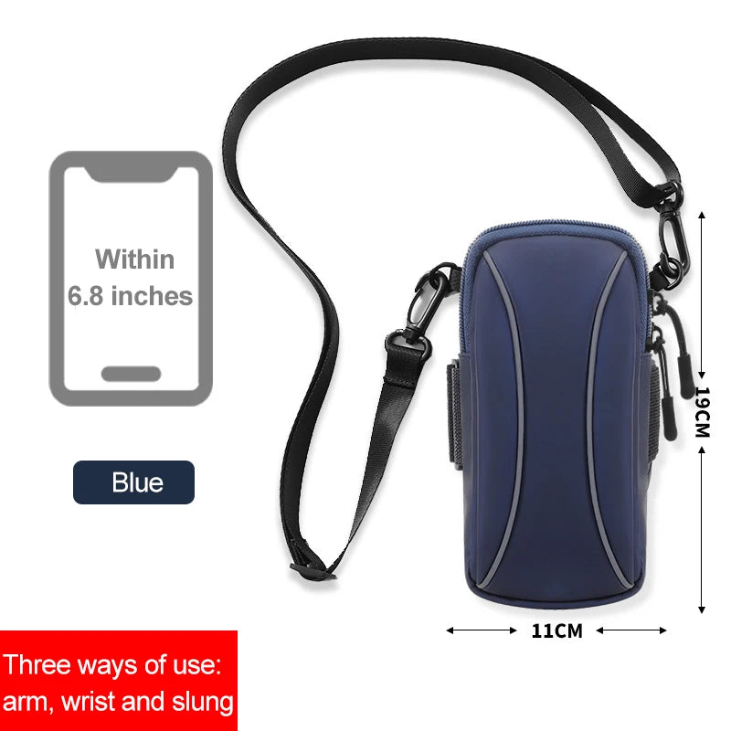 cell phone armband for running racing accessories mini cell phone armband for run arm cell phone holder Mobile phone wrist stand Peaceful Pleasures Health and Wellness Dark blue with strap