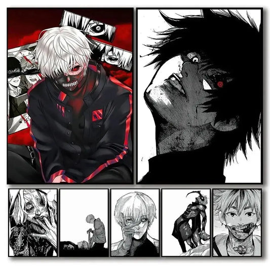 Japanese Anime Tokyo Ghoul Poster Wall Art Canvas Painting Manga Print for Living Room Home Decor Peaceful Pleasures Health and Wellness
