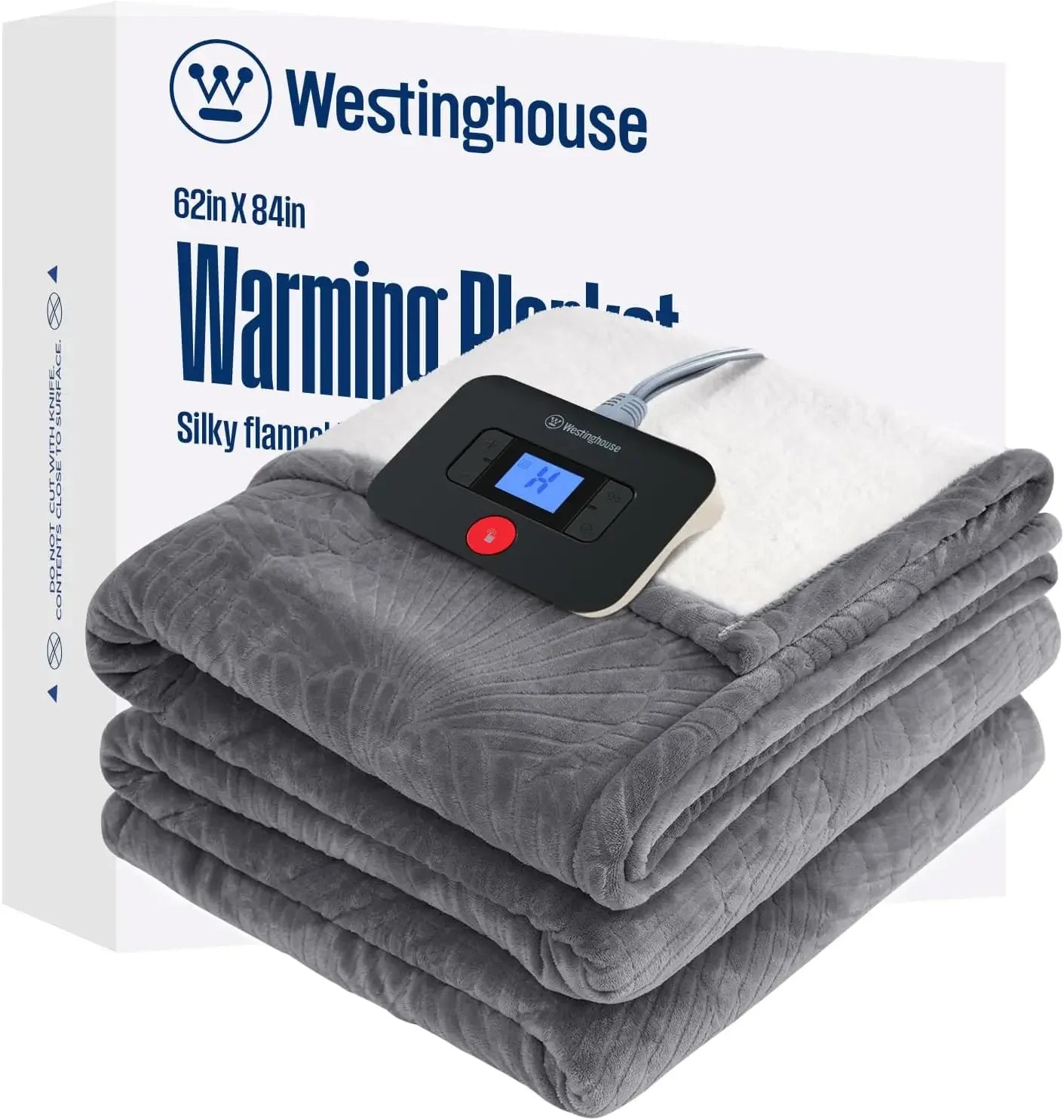 Twin Size Heated Blanket with 10 Heat Levels, Auto-Off Timer, Reversible Flannel to Sherpa Design, 62x84 Inch Grey Peaceful Pleasures Health and Wellness United States