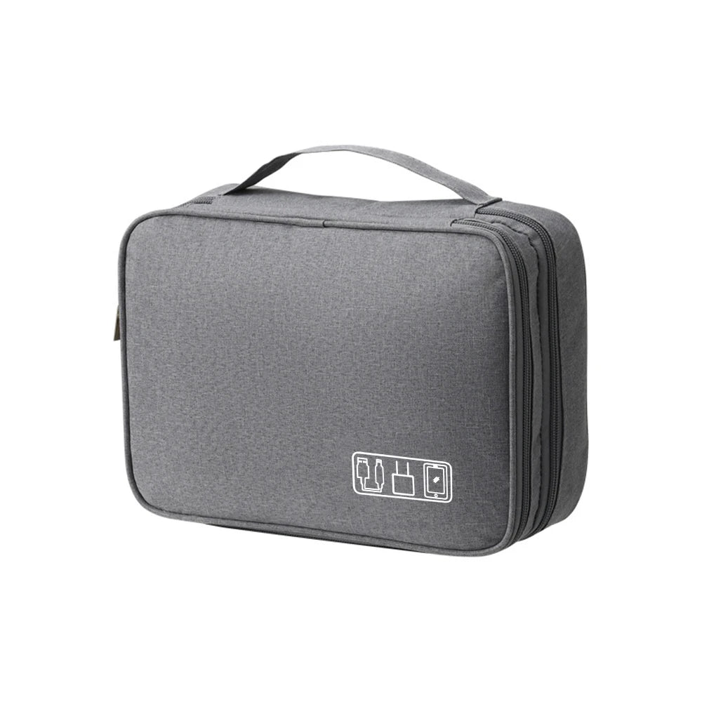 Black Oxford Cloth Electronic Accessory Storage Bag, Cube Travel Bag, Portable Data Cable Headphone Organizer Bag Office suppli Peaceful Pleasures Health and Wellness DARK GRAY L