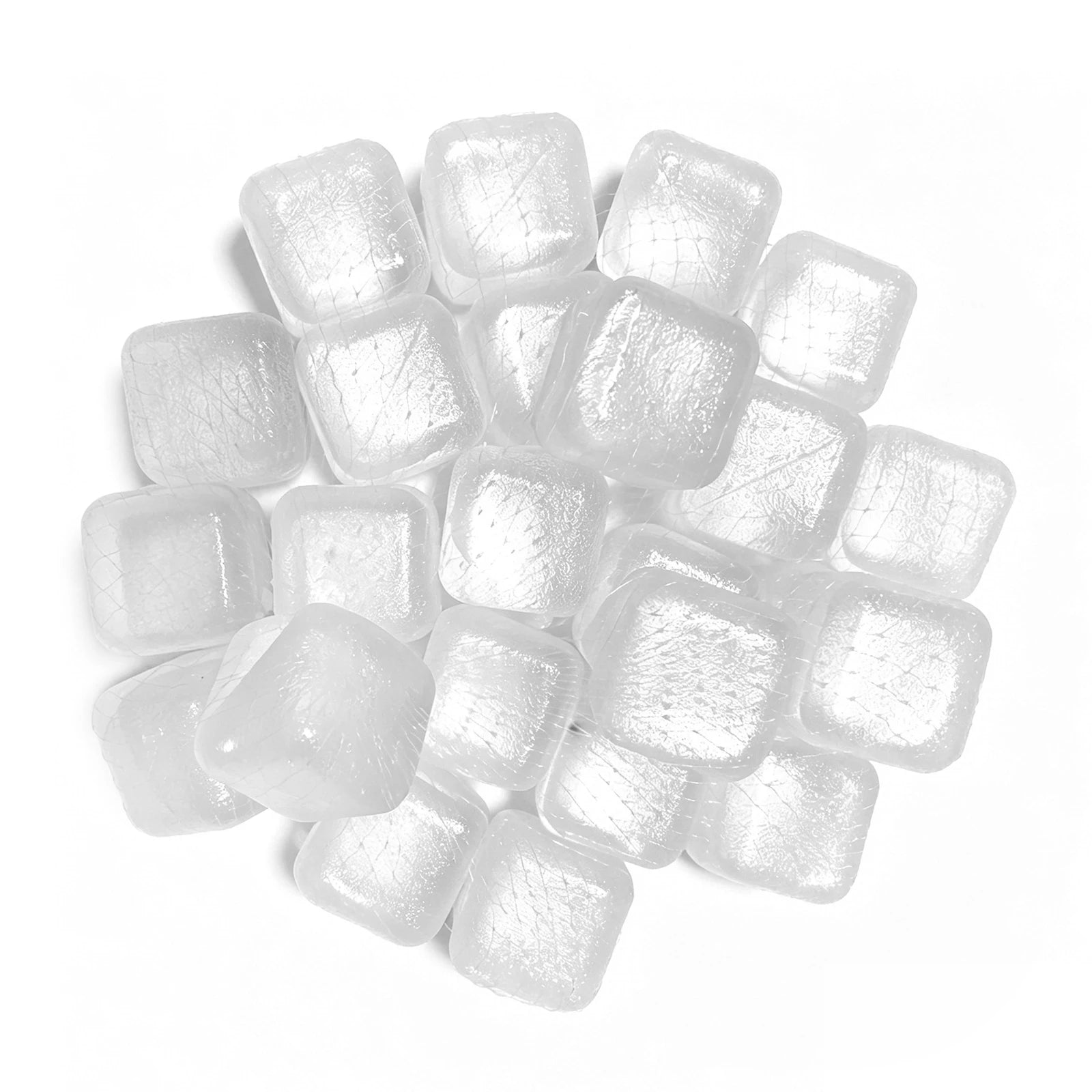 24 Pack Reusable Ice Cube Food Grade Refreezable Plastic Ice Cubes No Dilution for Pool Parties Picnic & Camping Home Bar Peaceful Pleasures Health and Wellness White