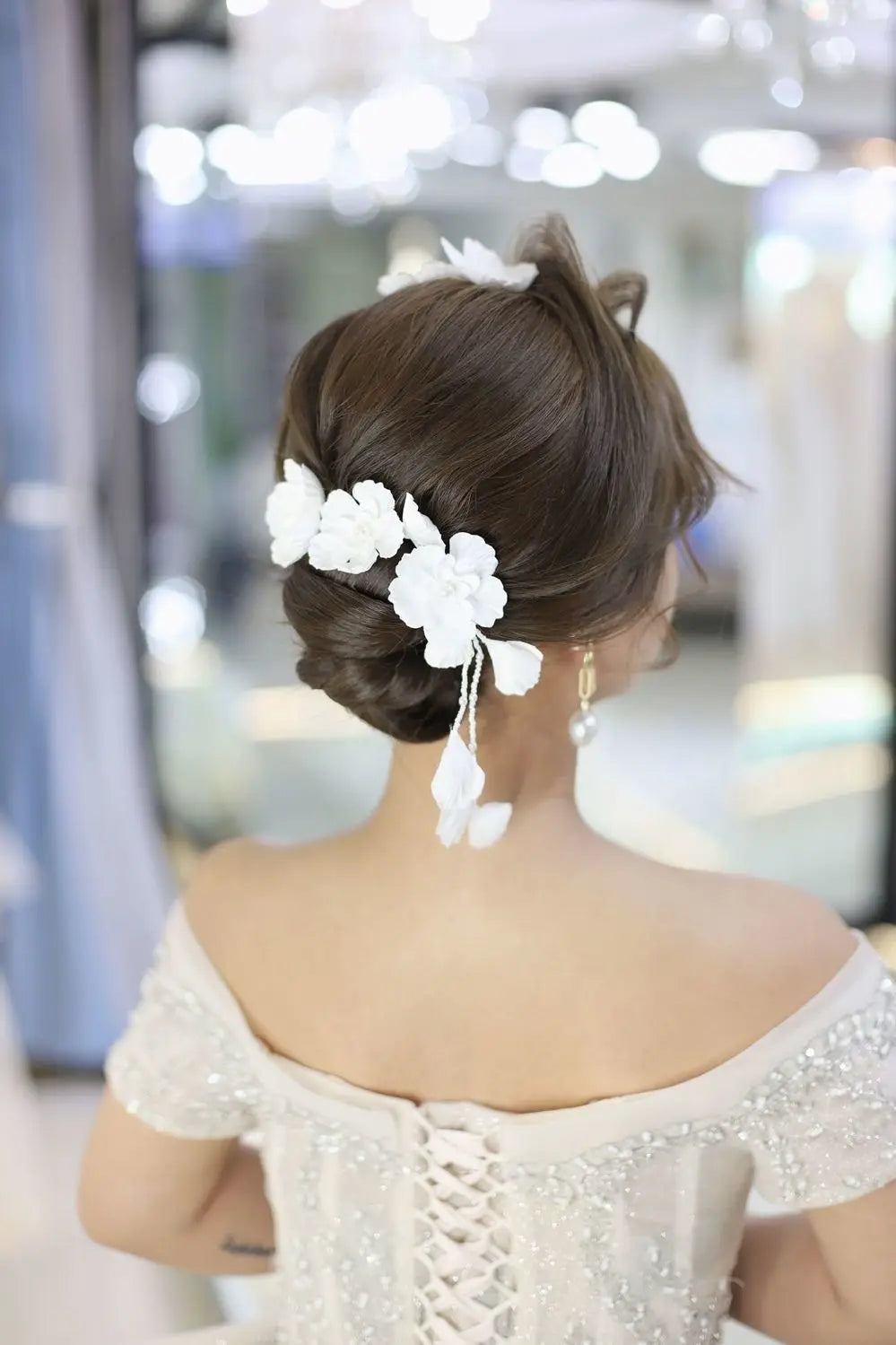 Pearl Hairbands Earrings for Woman Floral Hair Accessories Ear Clips for Special Occasions Party Peaceful Pleasures Health and Wellness