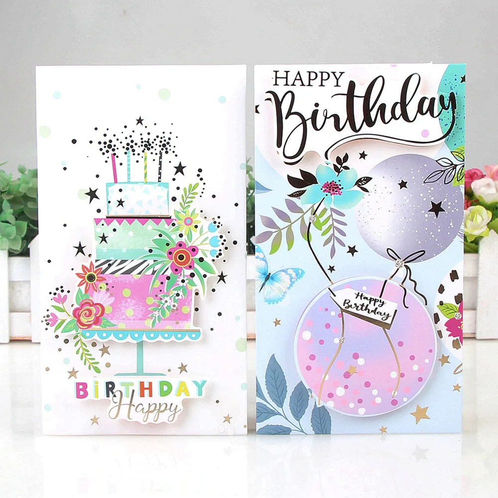 8 Sheets Birthday 3D Student Greeting Card Stamping Wishes Message