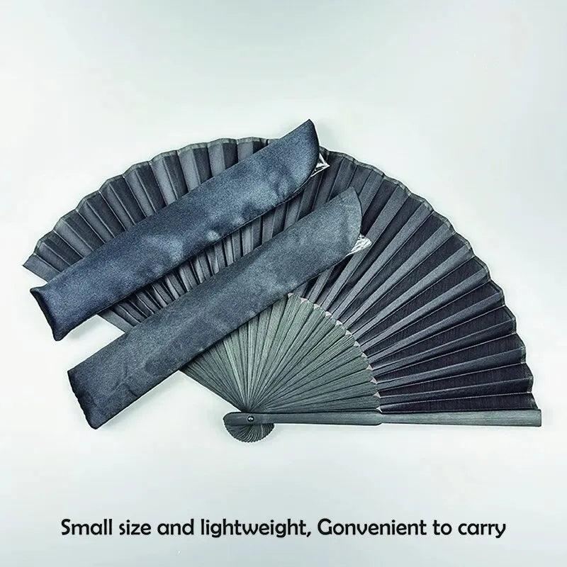 Chinese Style Black Vintage Hand Fan Folding Fans Dance Wedding Party Favor Chinese Dance Party Folding Fans Peaceful Pleasures Health and Wellness
