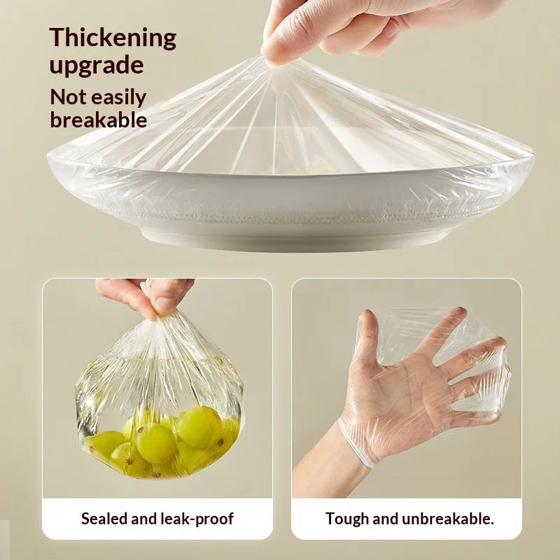 New 100-Pack Disposable Food-Grade Plastic Wrap Covers for Home Kitchen Refrigerator Leftovers, Hangable and Pull-Out Style Peaceful Pleasures Health and Wellness