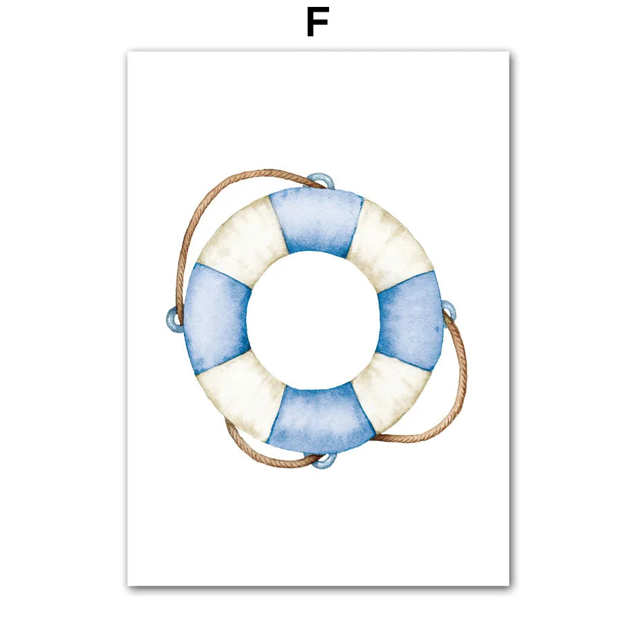 Nautical Canvas Wall Art | Sailboat Lighthouse Nordic Print