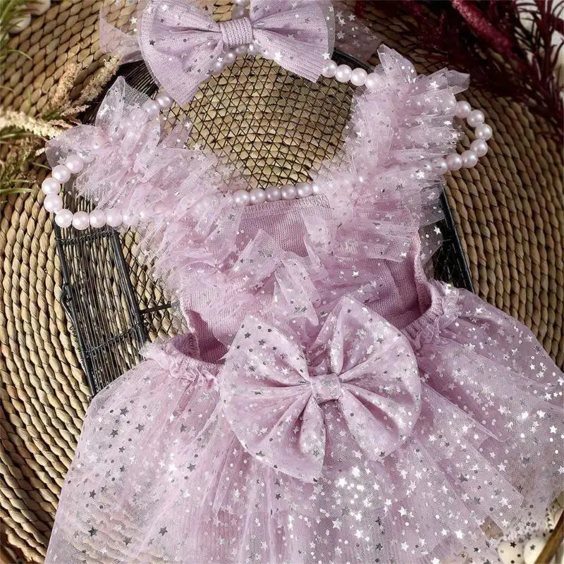 Newborn Tulle Dress Bowknot & Star Charm | Baby Photo Outfit