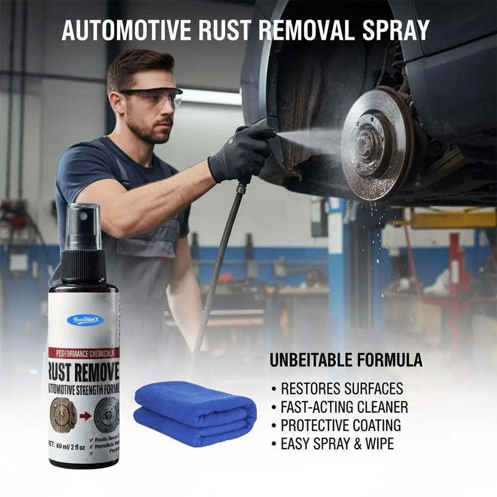 Powerful Car Rust Remover Spray Iron Dust Cleaning for Wheels & Metal Parts Auto Detail Rust Converter Kit with Sponge & Towel Peaceful Pleasures Health and Wellness