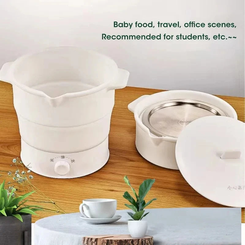 HOMEFISH Foldable Silicone Electric Pot Portable Multi-Purpose Hot Water Boiler for Travel 110/220V Kettle Ideal for Camping Peaceful Pleasures Health and Wellness