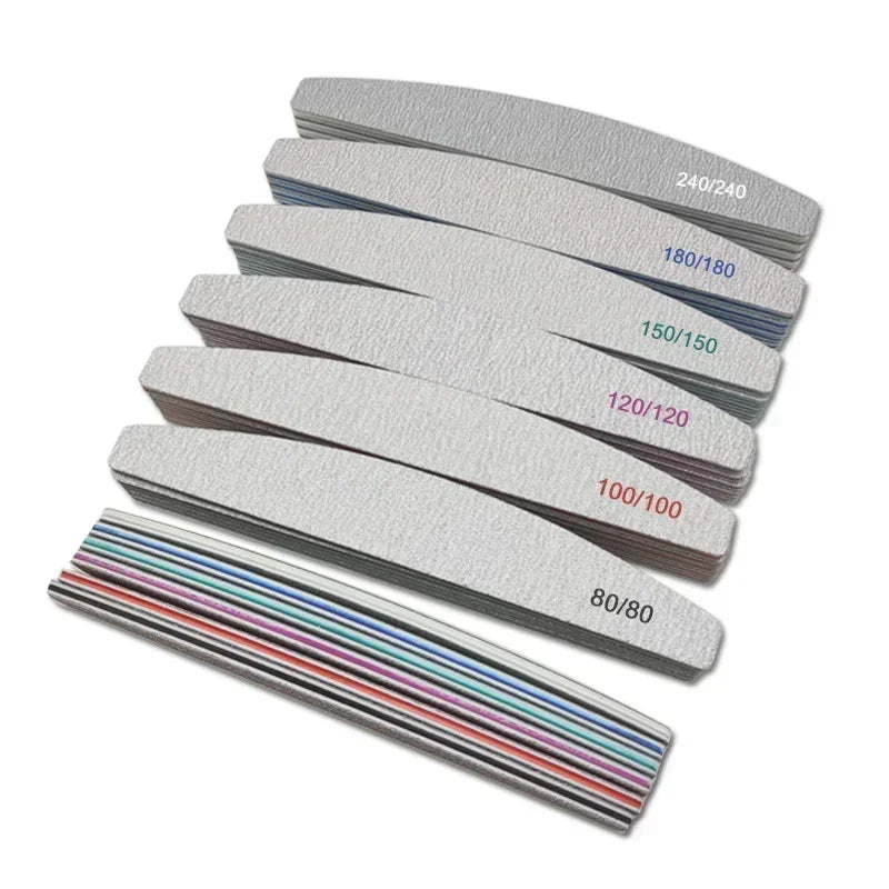 3-Piece Nail File Set – Buffer, Half Moon & Sandpaper 100/180 Grit
