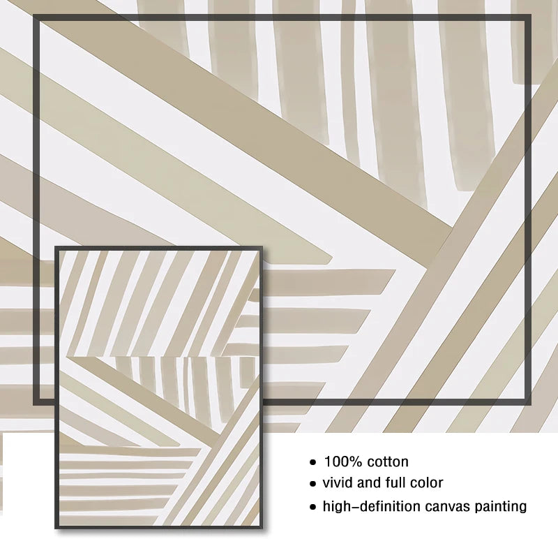 Modern Abstract Line Art Canvas Poster | Beige Black Minimalist
