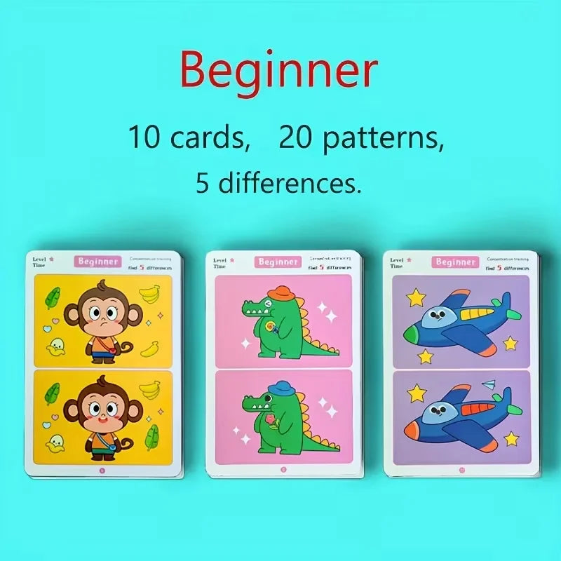 Kids Find Differences Puzzle Cards Reusable Erasable Drawing Game