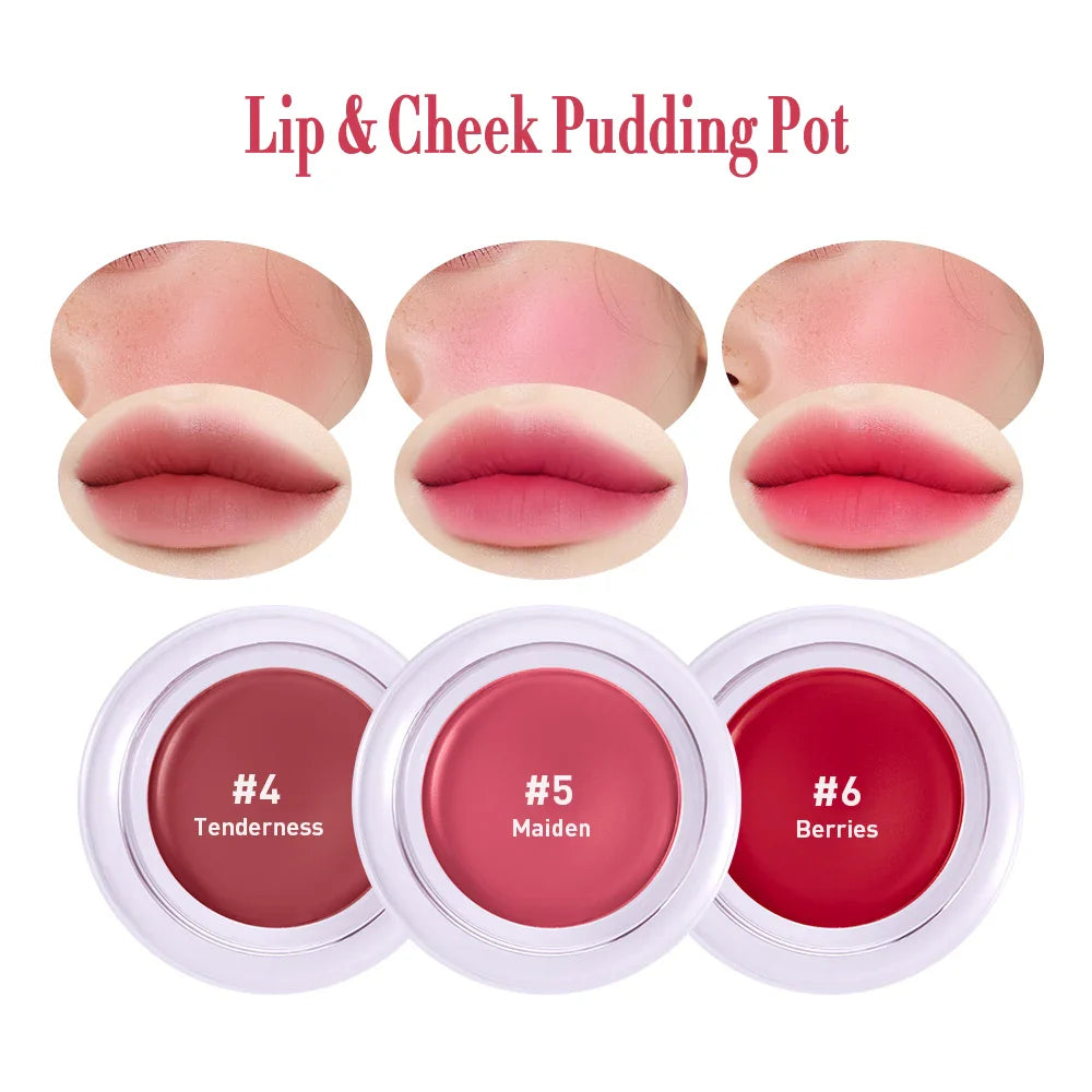 Lip & Cheek Pudding Pot Blush – Soft Matte Multi-Use 6.5g