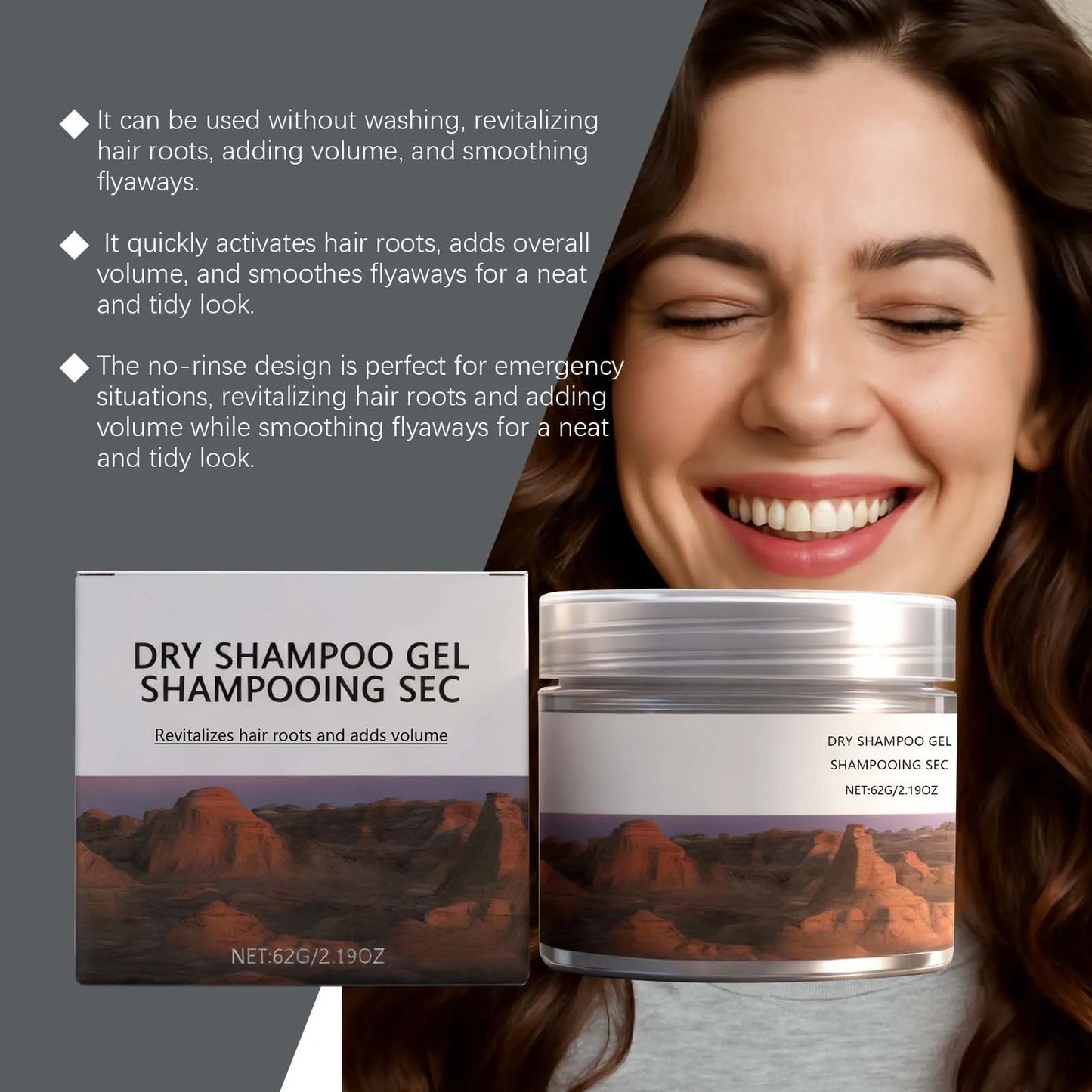 Coconut Oil Dry Shampoo Gel – Volume & No-Rinse Refresh 62g